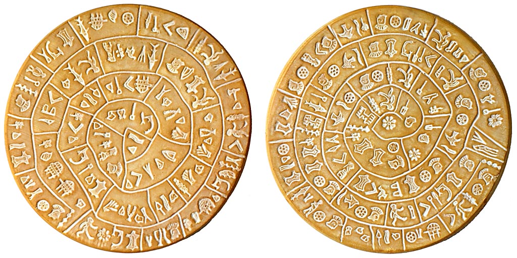 Phaistos Disk (Minoan Crete) — Public Domain, via Wikimedia Commons